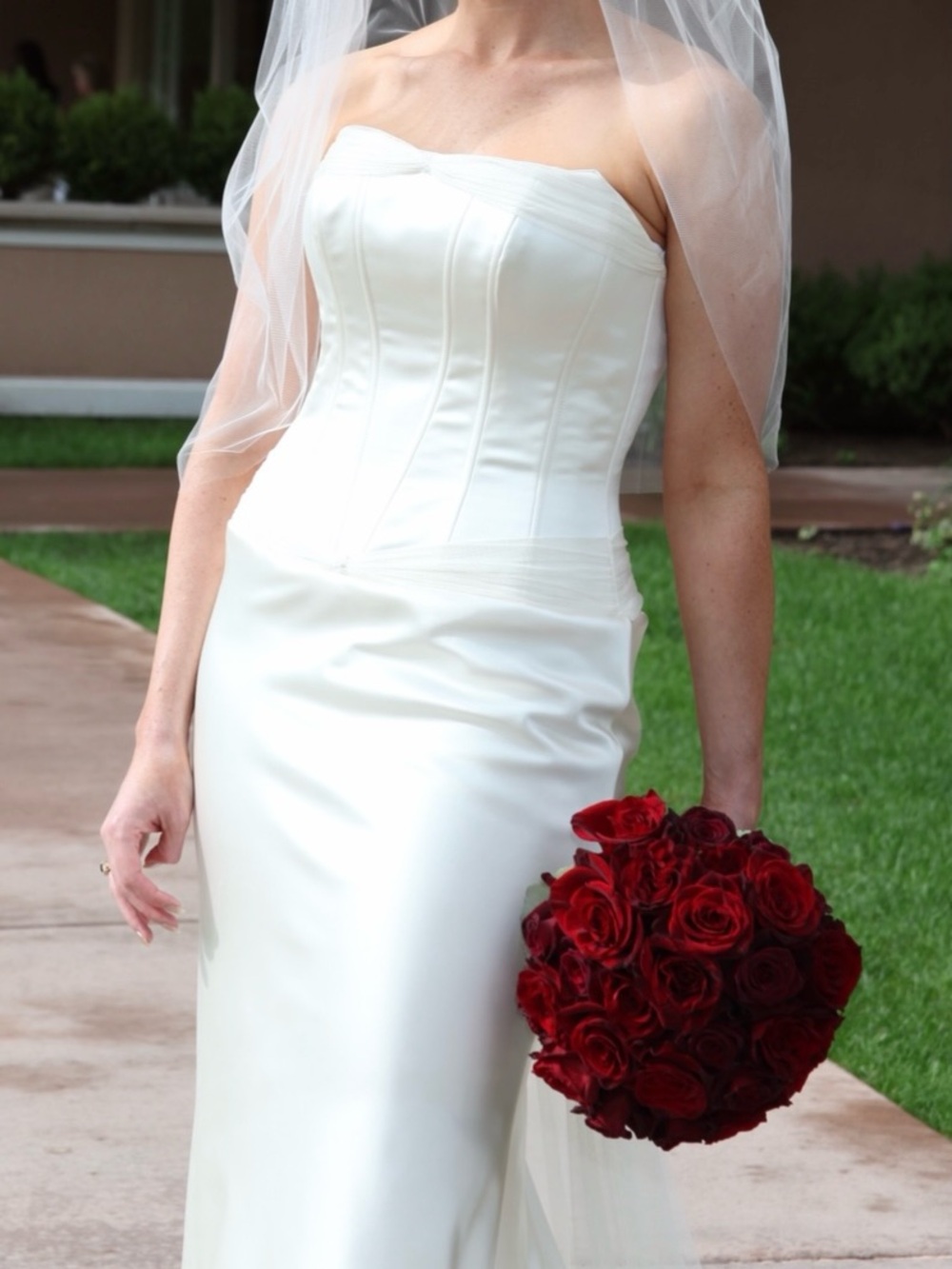 Strapless Ivory Dupioni Silk Mermaid Gown with Corset Bodice